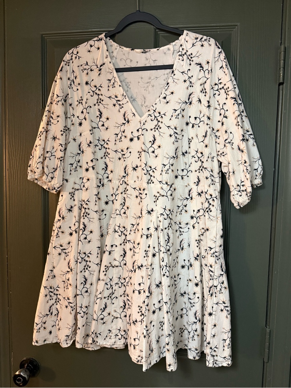 Target White Dress with Black Floral Print
